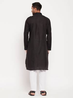 Black And White Cotton Blend Kurta Pyjama Set 3