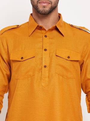 Rust And White Cotton Blend Kurta Pyjama Set 4