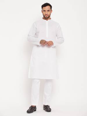 White Cotton Kurta Pyjama Set 1