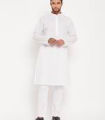White Cotton Kurta Pyjama Set