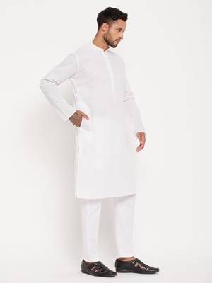 White Cotton Kurta Pyjama Set 2