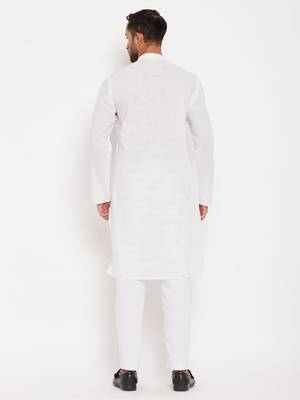 White Cotton Kurta Pyjama Set 3