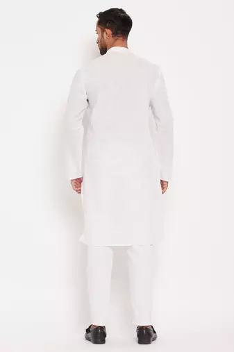 White Cotton Kurta Pyjama Set