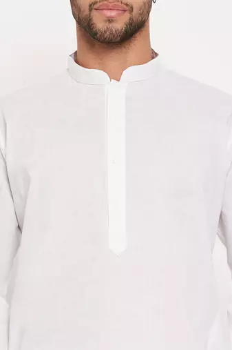 White Cotton Kurta Pyjama Set