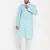 Aqua And White Cotton Kurta Pyjama Set