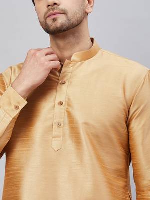 Rose Gold And Black Cotton Blend Kurta Pyjama Set 4