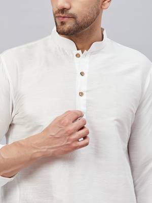 White And Maroon Cotton Blend Kurta Pyjama Set 4