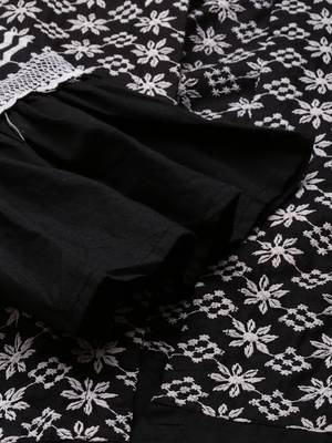 women's mandarin collar solid black anarkali kurta and skirt 3