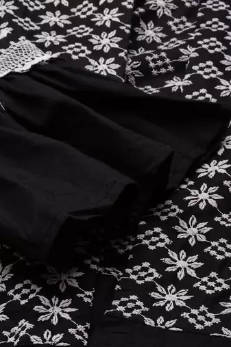 women's mandarin collar solid black anarkali kurta and skirt