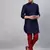 Navy Blue And Maroon Cotton Blend Kurta Pyjama Set