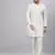 Cream And Cream Cotton Blend Kurta Pyjama Set