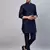 navy blue cotton blend kurta pyjama set