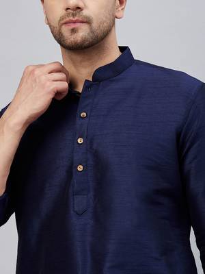 navy blue cotton blend kurta pyjama set 4