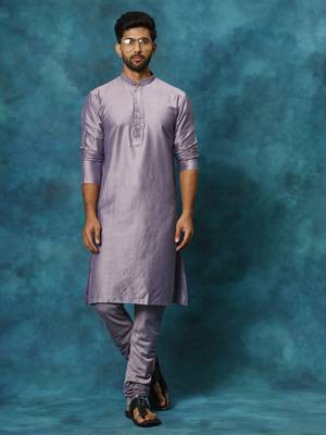 Purple Viscose Kurta Pyjama Set 1