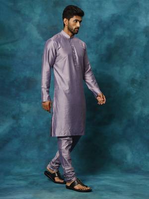 Purple Viscose Kurta Pyjama Set 2