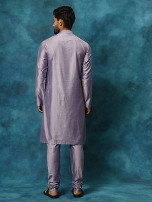 Purple Viscose Kurta Pyjama Set 3