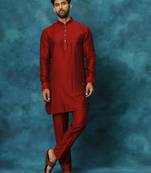 Maroon Viscose Kurta Pyjama Set