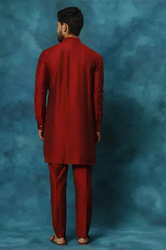 Maroon Viscose Kurta Pyjama Set