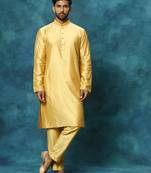 Men'S Mustard Viscose Kurta Pyjama Set