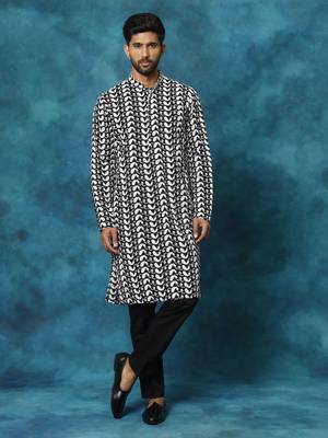 Black Cotton Kurta Pyjama Set 1
