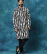 Black Cotton Kurta Pyjama Set