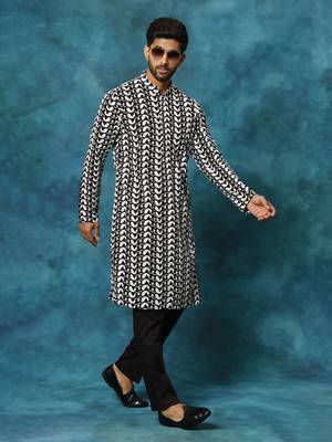 Black Cotton Kurta Pyjama Set 2