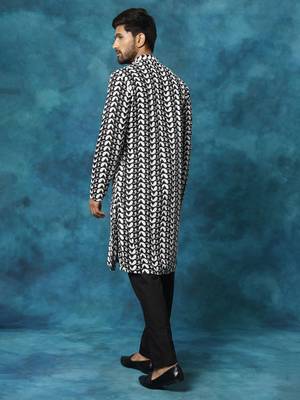 Black Cotton Kurta Pyjama Set 3