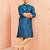 Navy Blue And Rose Gold Silk Blend Kurta Pyjama Set