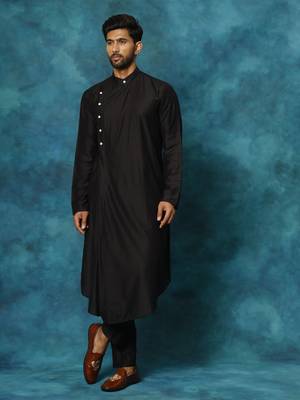 Cream Viscose Blend Kurta Pyjama Set 1
