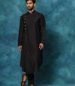 Cream Viscose Blend Kurta Pyjama Set