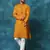 Rust And White Cotton Blend Kurta Pyjama Set