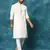 Cream And White Cotton Blend Kurta Pyjama Set