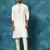 Cream And Cream Cotton Blend Kurta Pyjama Set