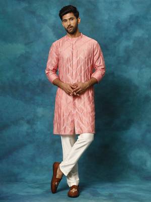 Onion Pink Viscose Kurta Pyjama Set 1