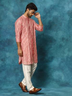 Onion Pink Viscose Kurta Pyjama Set 2