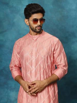 Onion Pink Viscose Kurta Pyjama Set 4
