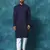 Navy Blue And White Rayon Cotton Kurta Pyjama Set