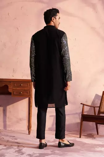Black Georgette Kurta Pyjama Set