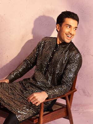 Black Georgette Kurta Pyjama Set 4