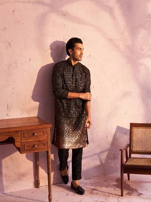 Black Georgette Kurta Pyjama Set 1