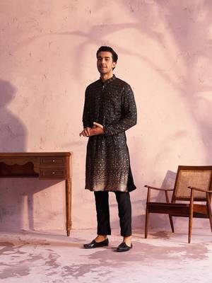 Black Georgette Kurta Pyjama Set 2