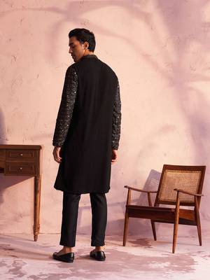 Black Georgette Kurta Pyjama Set 3