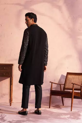 Black Georgette Kurta Pyjama Set