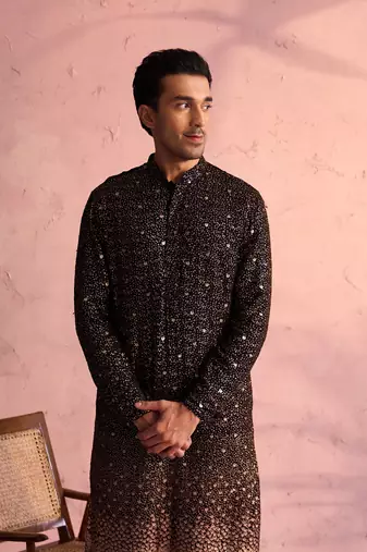 Black Georgette Kurta Pyjama Set