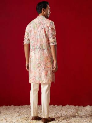  multi color base cream cotton blend kurta pyjama set 3