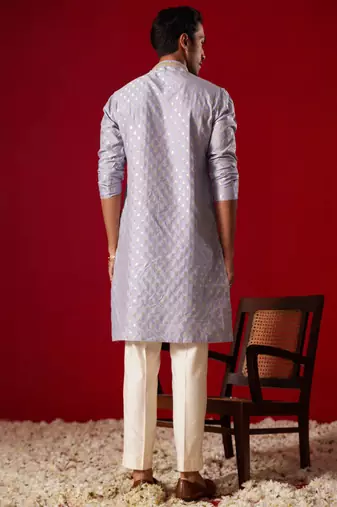 Aqua Silk Blend Kurta Pyjama Set