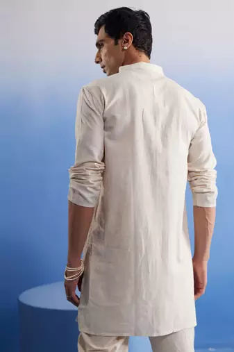 Cream Khadi Cotton Kurta Pyjama Set