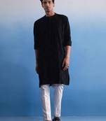 Black Cotton Kurta Pyjama Set