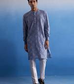 Aqua Cotton Kurta Pyjama Set