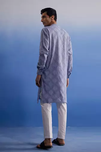 Aqua Cotton Kurta Pyjama Set